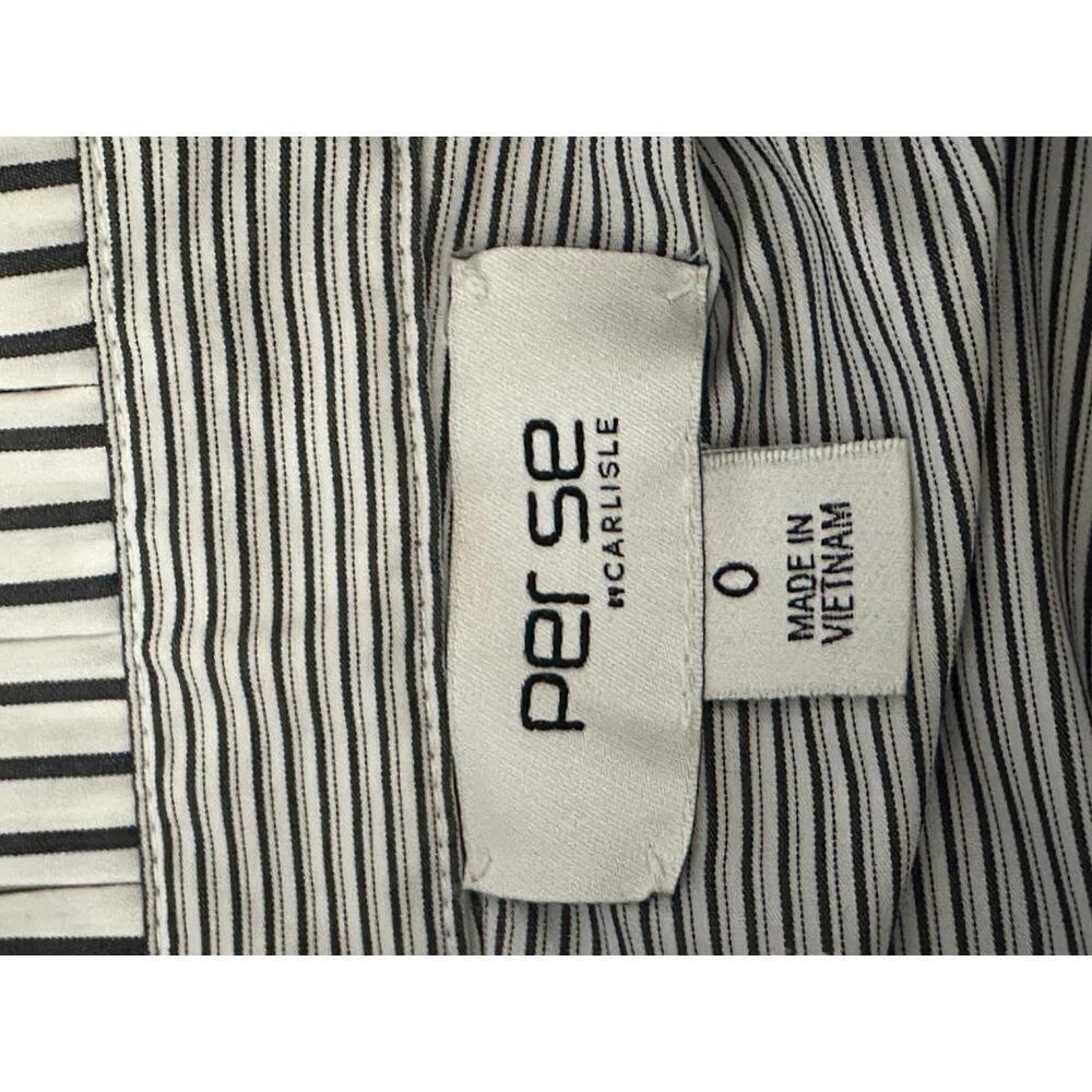 per se Carlisle black/white ruffled collar pinstriped button-up shirt Size 0 - Picture 6 of 6